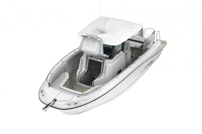 Jeanneau Cap Camarat 9 Center Console Serie 2 UUTUUS keulasta kuljetaan hyttiin.